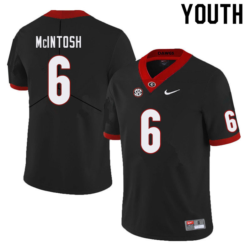 Youth #6 Kenny McIntosh Georgia Bulldogs College Football Jerseys Sale-Black - Click Image to Close